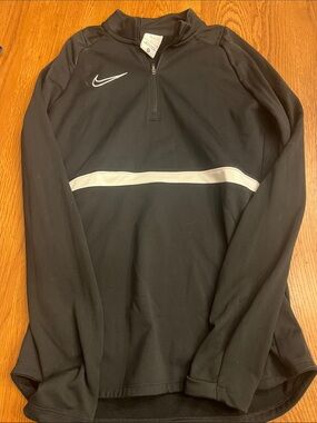 Nike Women’s Black Half-Zip Pullover with White Stripe Accent